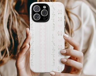 Etui na telefon Lacey Floral Love Shack Fancy, iPhone 16 15 14 13 12 Mini Pro Max Plus, etui na telefon Magsafe Pink Coquette Estetyczne etui na telefon