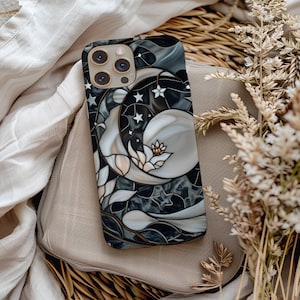 Magsafe Elegant Galaxy Moon Night Sky Phone, iPhone 16 15 14 13 Mini Pro Max Plus, Celestial Astrology Gift Magnetic Phone Case Celestial