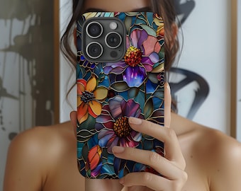 Magsafe Wildflower Artistic Stained Glass Phone Case, iPhone 17 16 15 14 13 Mini Pro Max Plus, Wildflower Cases Gift for Gardener