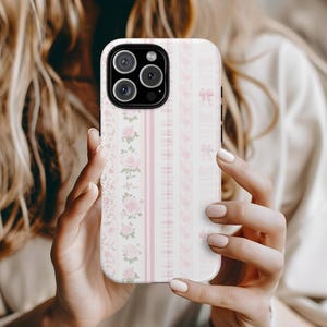 Blushing Florals Love Shack Fancy Phone Case, iPhone 16 15 14 13 12 Mini Pro Max Plus, Magsafe Phone Cases Pink Coquette Aesthetic Case