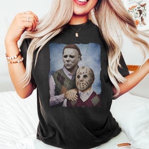 Vintage Michael Myers and Jason Halloween Shirt, Retro Halloween Shirt, Friday The 13th T-Shirt, 90s Horror Movie Shirt, Funny Meme