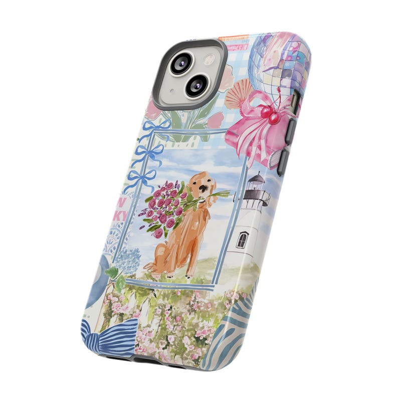 Rosa Collage Hund Handyhülle, Golden Retriever Hülle, iPhone 17 17e 16 16e 15 14 13 12 11 Mini Pro Max Plus, Pixel 10 9 8 7 6, Geschenk für Tierliebhaber Bild 9