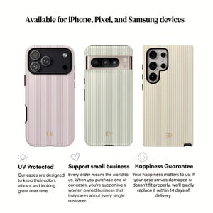 Personalized Stripe Phone Case Gold Effect Custom Initials, iPhone 17 16 15 14 13 Pro Max Plus Mini, Galaxy S26 S25 S24 S23 S22, Pixel 10 9 画像 3