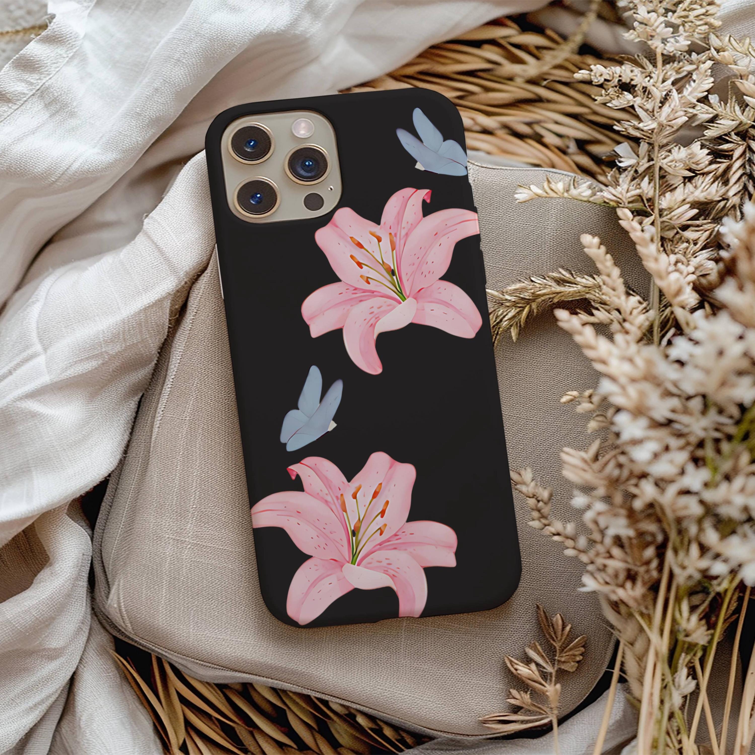 Blooming Tiger Lily Black Phone Case, iPhone 16 15 14 13 12 Mini Pro Max  Plus, Magsafe Phone Cases Pink Coquette Aesthetic Phone Case Floral - Etsy