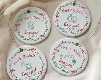 First Christmas Engaged Ornament, Minimalist Engaged, Engaged Gift, Engaged Keepsake, First Xmas Engaged, Custom Engagement Keepsake