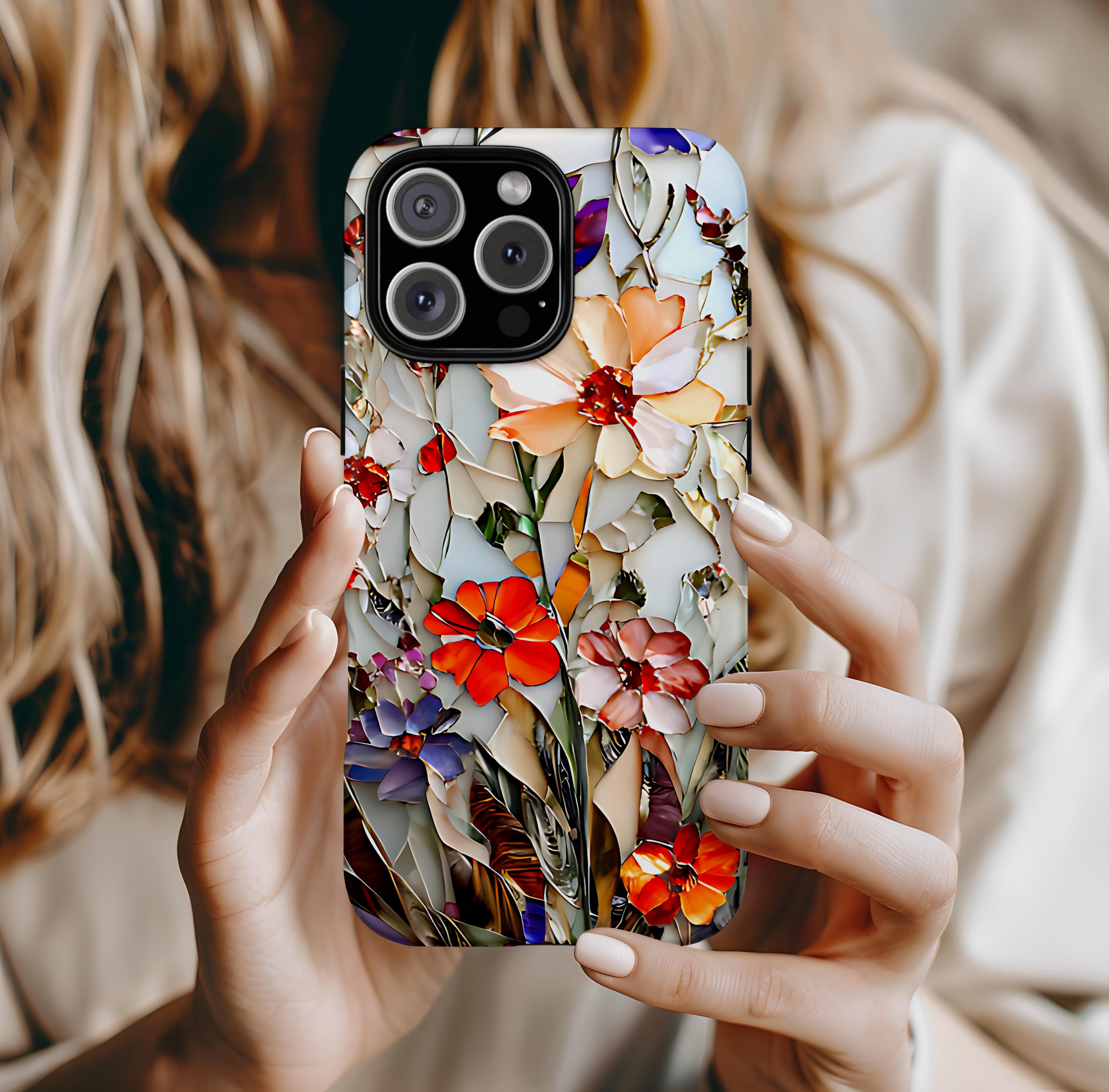 Wildflower Pressed Stained Glass Effect Phone Case, iPhone 17 17e