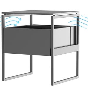 Puede incluir: Una estanter&iacute;a de metal gris con dos estantes abiertos. Los estantes son de metal y tienen forma rectangular. La unidad est&aacute; dise&ntilde;ada para permitir la circulaci&oacute;n del aire.