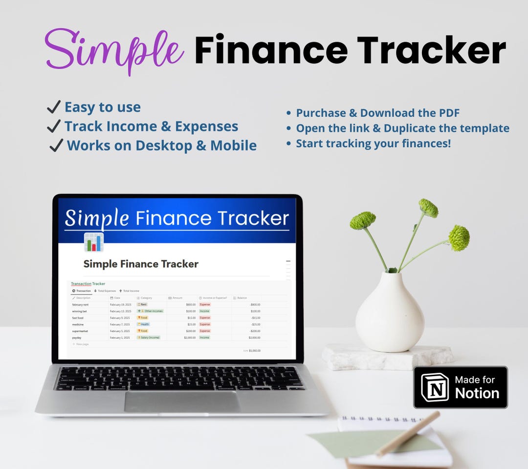 Notion Budget Template: Simple Finance Tracker | Personal Income ...