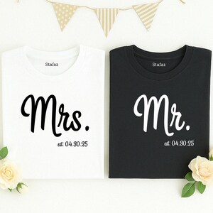 Personalized Mr and Mrs, Custom Wifey and Hubby Shirt, Bride and Groom Est, Wife And Husband Shirts, Just Married Tshirt, Honeymoon T-shirt