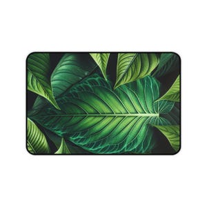 Tapis de bureau antidérapant Feuilles tropicales | Livraison gratuite | Tapis de bureau haut de gamme | Jeux et configuration de bureau