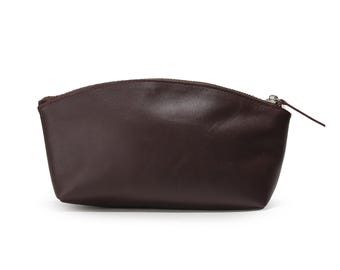 Handmade Full-Grain Leather Cosmetic Bag | Toiletry Zipper Pouch