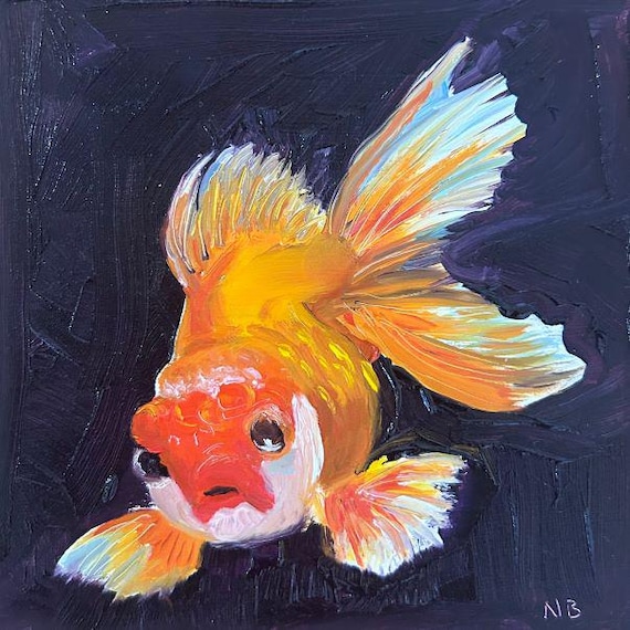 オリジナルミニ油絵：金魚 - Etsy 日本