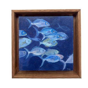 Original Mini Oil Painting : School of Fish