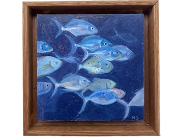 Original Mini Oil Painting : School of Fish