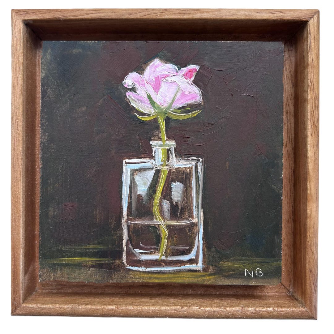 Original Mini Oil Painting : Still Life - Pink Rose in Glass Jar - Etsy ...