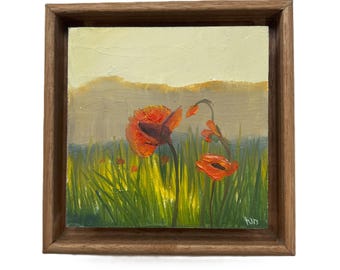 Original Mini Oil Painting : Poppies