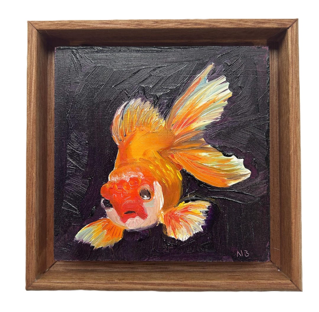 オリジナルミニ油絵：金魚 - Etsy 日本