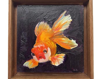 Original Mini Oil Painting : Goldfish