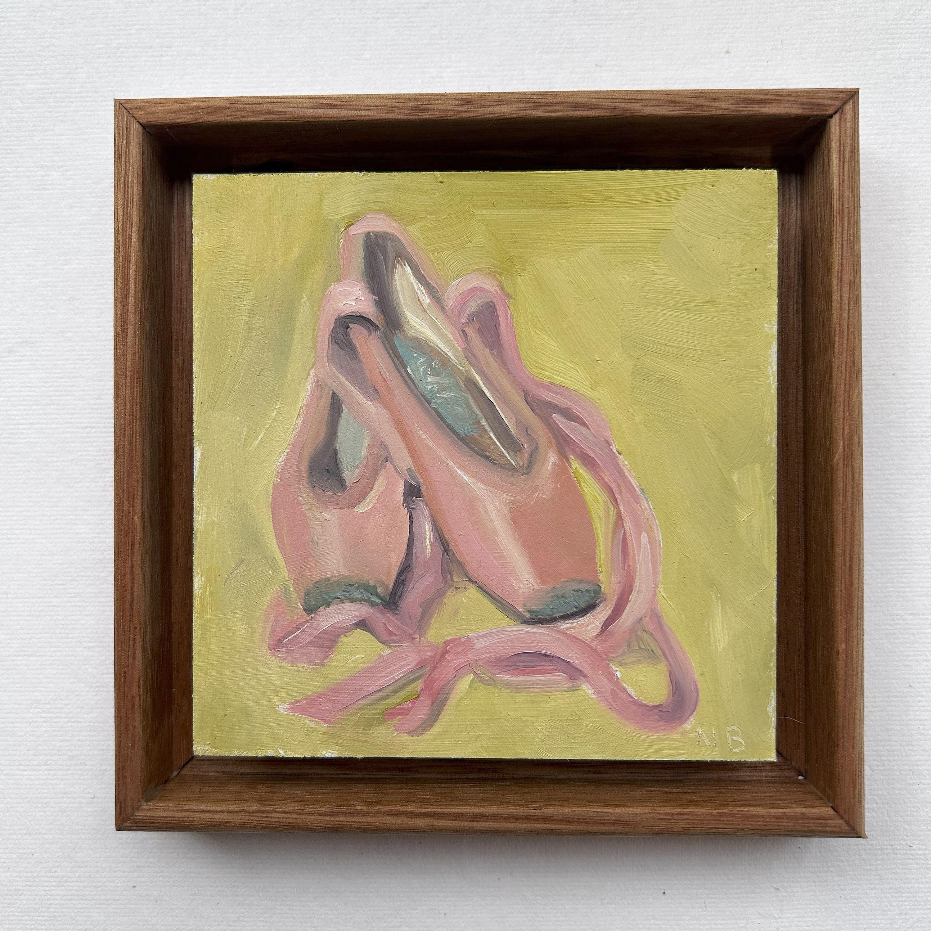 Original Mini Oil Painting : Ballet Shoes