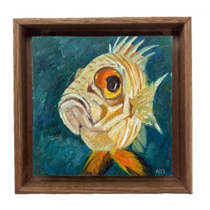 Original Mini Oil Painting : Fishy