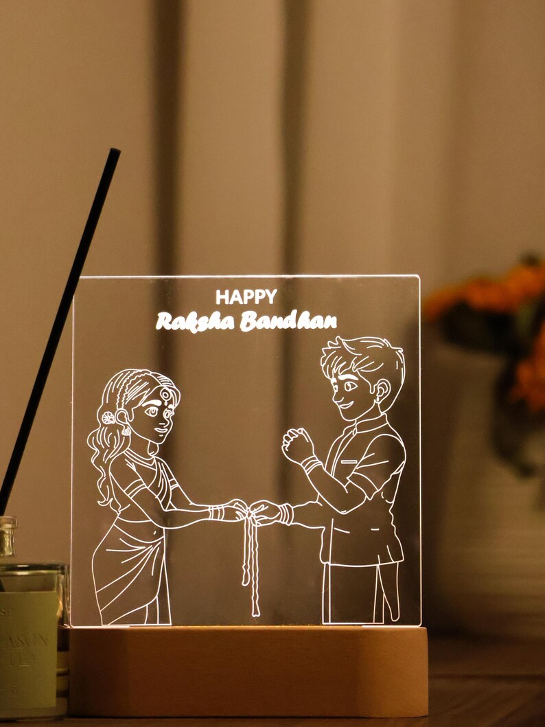 Personalized Rakhi 3D LED Lamp: Brother & Sister Gift - Etsy