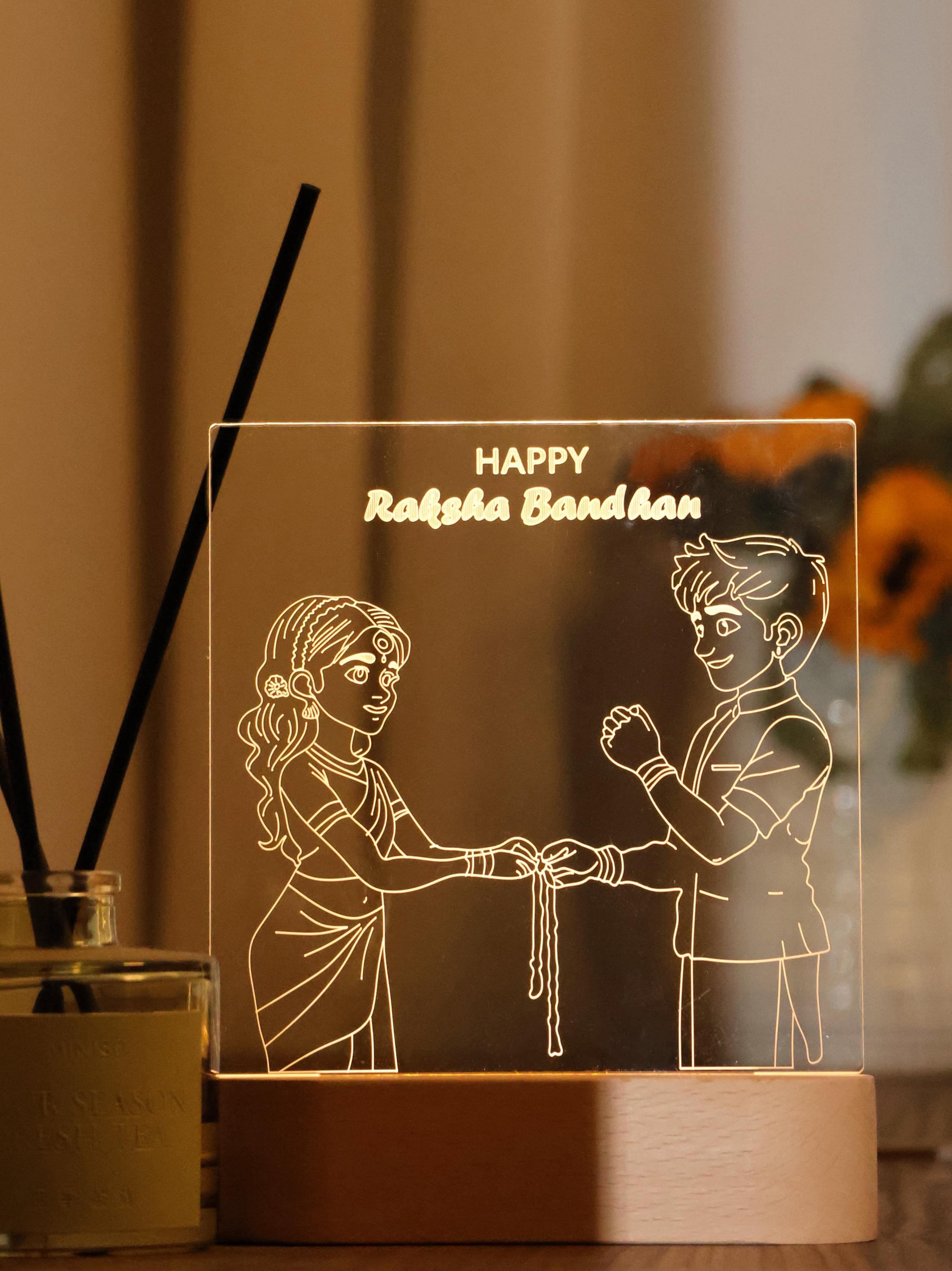 Personalized Rakhi 3D LED Lamp: Brother & Sister Gift - Etsy