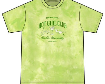 Hot Girl Club Crystal Tie-dye T-shirt — limoengroen grafisch T-shirt