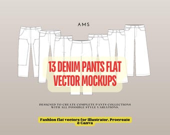 Jeans Mockups Bundle, Denim Pants Mockup - Editable Streetwear Vectors ...