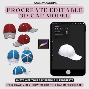 3D Cap Model: Editable Procreate Design (Digital Download)