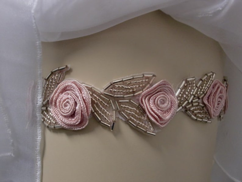 Beaded Bridal Garter in Pink or Blue