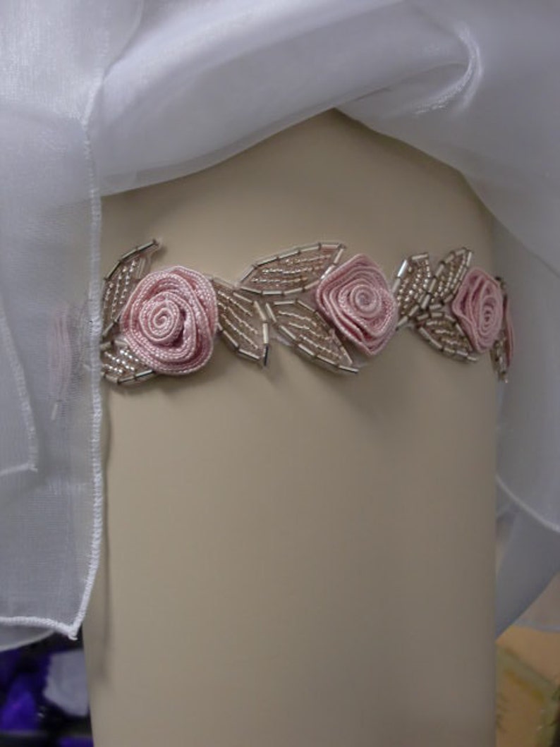 Beaded Bridal Garter in Pink or Blue