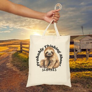 Funny Sloth Lover Gift Tote Bag, Eco Friendly Canvas, Grocery Bag, Cute Relaxed Animal Book Bag, Beach Bag, Unique Present Idea