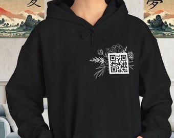 Sudadera con código QR floral: Divertida sudadera para introvertidos - "No, lo siento"