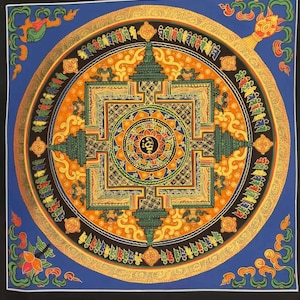Hand-Painted Tibetan Mandala Thangka: Traditional Buddhist Art, 50cm