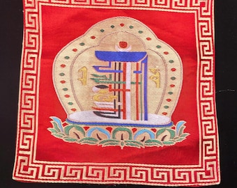 Tibetan Buddhist Altar Cloth, Ten Auspicious Symbols Offering Mat, Tibetan Shrine Table Cover, Buddhist Temple Decor
