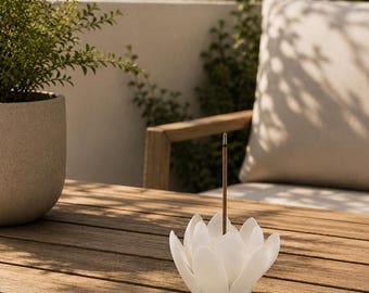 Ceramiczny kadzielnik w kształcie lotosu, biały kadzielnik, dekoracja do medytacji uważności, wystrój domu w stylu spa zen