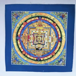 Wheel of Life |  Kalachakra  Mandala Thangka | Tibetan Thangka ｜Meditation Modern Home Decor, 13.5x13.5 inch