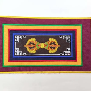 Esterilla de altar de brocado de seda tibetana, tapete de mesa para santuario budista Dorje, decoración de ofrenda Feng Shui