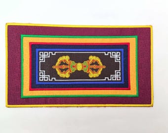 Esterilla de altar de brocado de seda tibetana, tapete de mesa para santuario budista Dorje, decoración de ofrenda Feng Shui