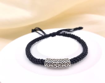 Red String Protection Bracelet – Hand woven Braided Lucky Knot with Silver Charm