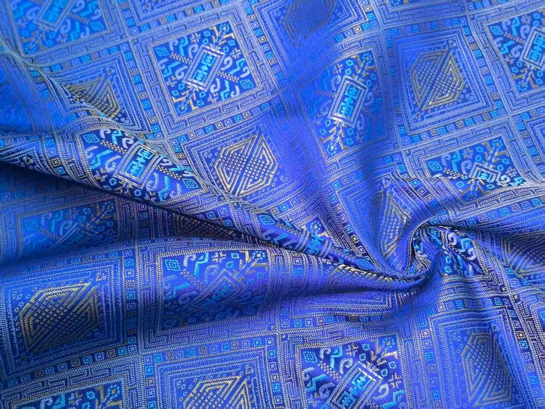 Tibetan Silk Brocade Fabric by Yard – Royal Blue Buddhist Altar Cloth ...
