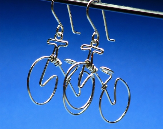 BICYCLE earrings. Bike Jewelry . Cycling Gift. Mountain Bike Earring .Sports Jewelry. Sterling Silver Gold Bikes. Niobium Bikes