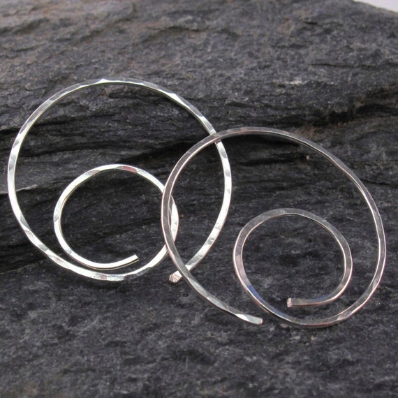 HOOP EARRINGS. STERLING Spiral Earring . Open Silver Hoops