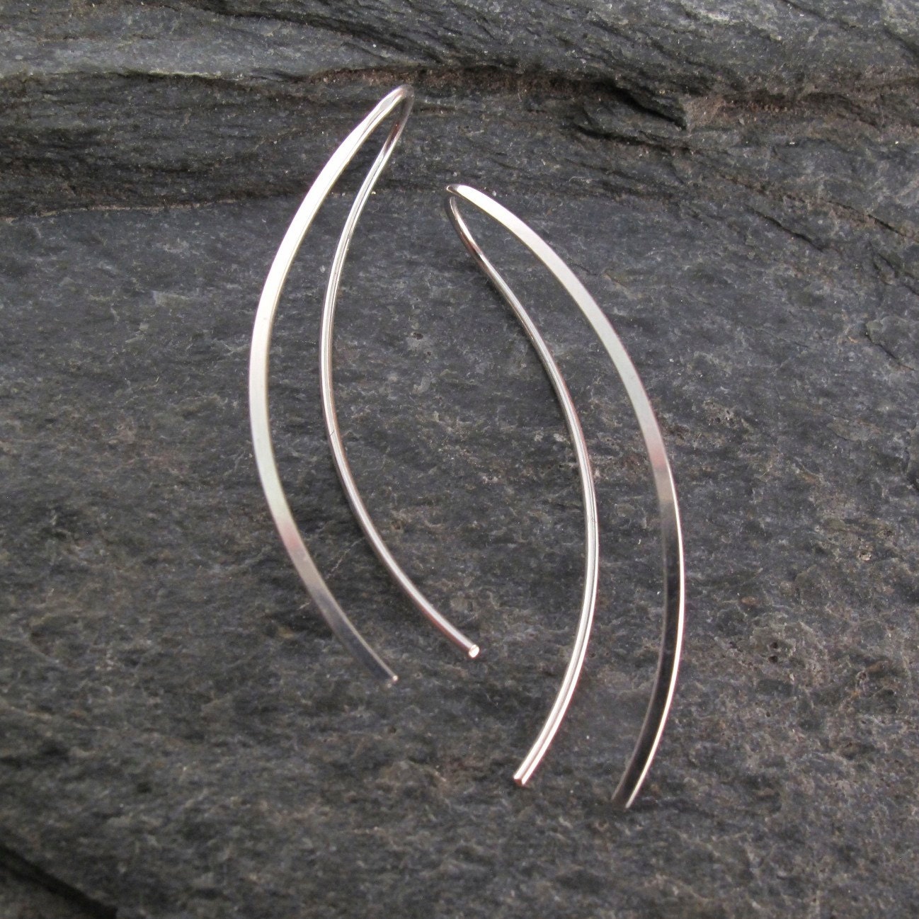 Crescent Earrings. Sterling Silver. Gold. Niobium. Simple Modern ...