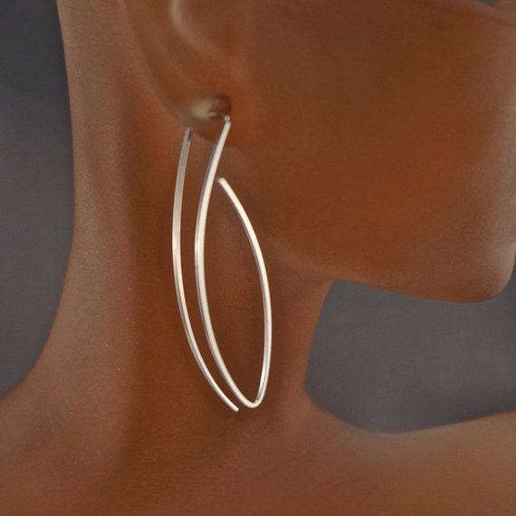 Sterling SILVER 2 inch EARRINGS. nickel free argentium threaders. Cecile Stewart Jewelry  No.00E240