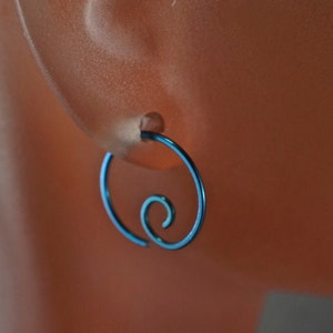 Niobium Hoop Earrings Niobium Earrings Sensitive Ears Nickel Free Niobium Jewelry Mens Blue Gold Rose Green Black image 4