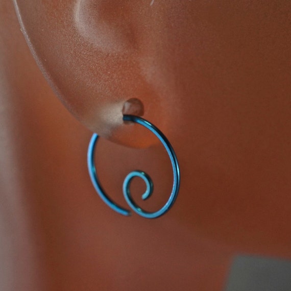 Small Niobium Earrings - Niobium Hoops  - Nickel Free Earrings - Blue - Gold - Rose - Green - Black - Cecile Stewart Jewelry No.00E88