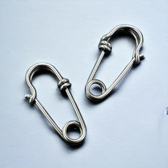 16g NIOBIUM  Safety Pin earrings hypoallergenic piercing cartilage steampunk goth grey hoop sleeper choose color Cecile Stewart jewelry