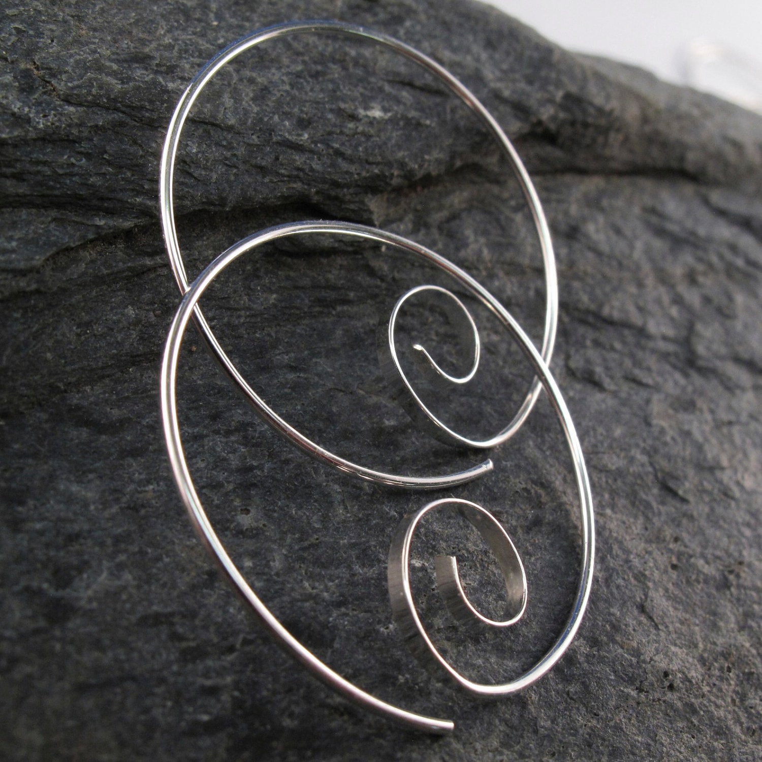 16g STERLING SILVER spiral hoop earrings 16 gauge threader earring