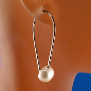 NIOBIUM  Pearl Earrings . hypoallergenic hoops. small earrings sensitive ears. nickel free No.00E266